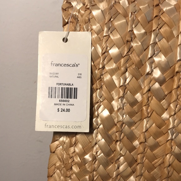 Francesca’s Accessories, Straw and Black Pom Clutch - Picture 4 of 7